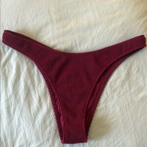 Hollister Maroon Textured Bikini Bottom